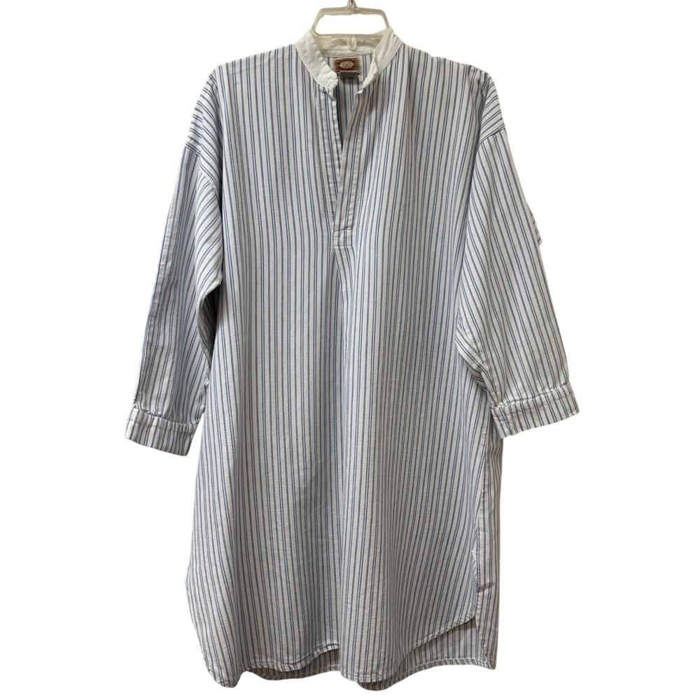 Vintage Banana Republic Mill Valley Artisan's Nightshirt Cotton Flannel Blue M